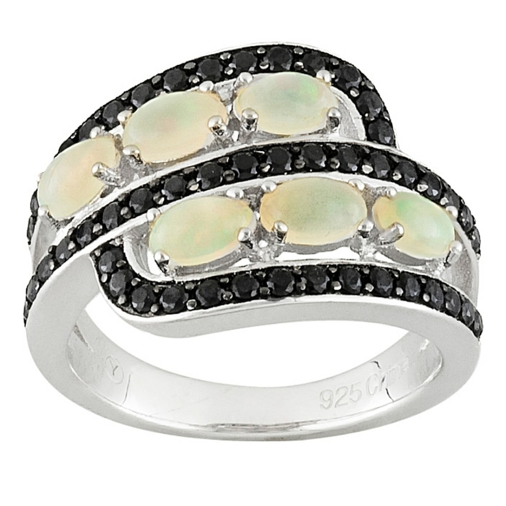 Genuine Honey Opal & Black Spinel Sterling Silver Ring Size 9.5! 😲 Final Price